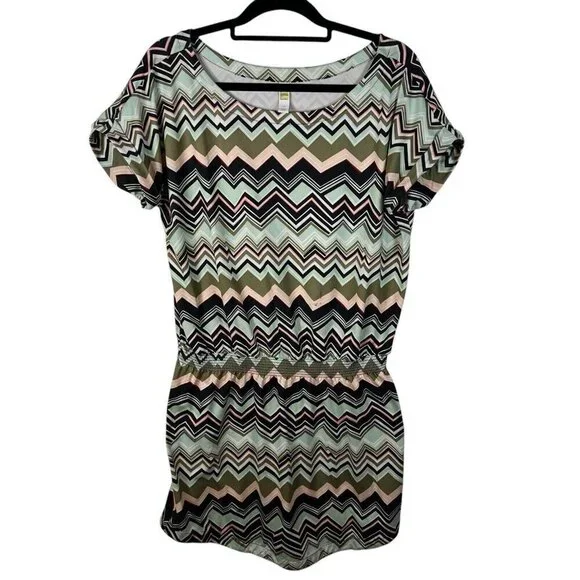Lole Short Sleeve Comfy Casual Leisure Scoop Hem Elastic Hip Sun Dress SZ Large - Picture 1 of 7